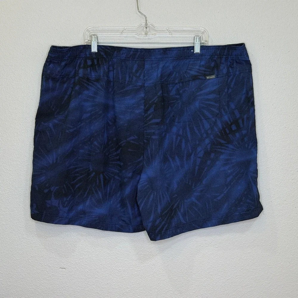 Columbia Swim Trunks Mens Sz 3X Blue Print Elastic‎ Drawstring Waist No Lining